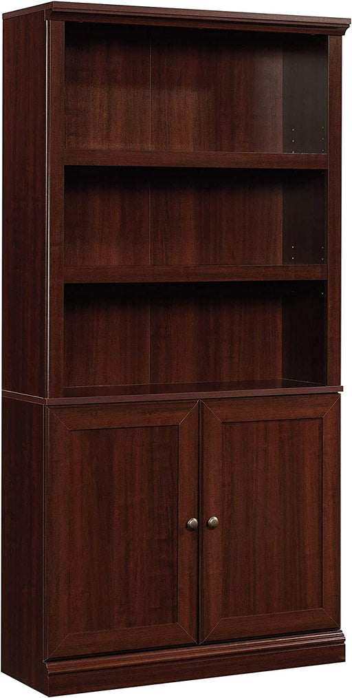 Cherry Finish Bookcase with Doors and Storage