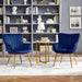 Modern Blue Velvet Wingback Chair with Metal Legs