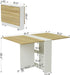 Folding Dining Table with 6 Wheels and 2 Storage Racks