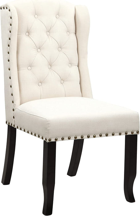Set of 2 Beige Wingback Dining Chairs