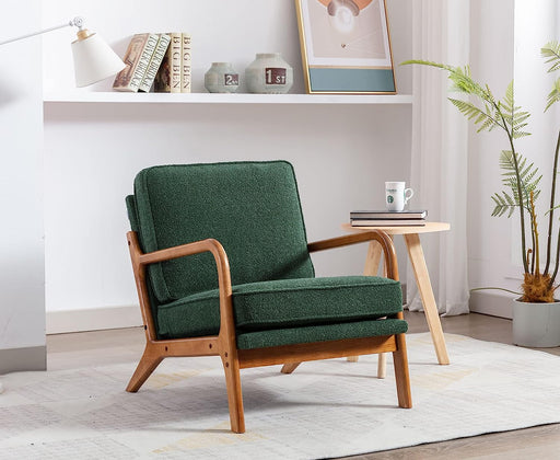 Cozy Green Armchair with Thick Cushion and 300 LBS Capacity