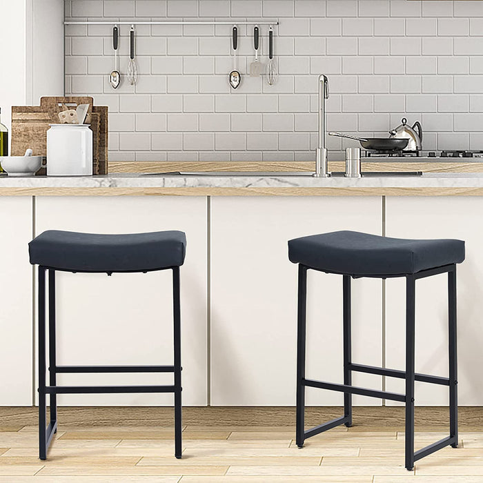 Set of 2 Backless Saddle Seat Barstools