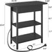 End Table with Charging Station, Flip Top Side Table for Small Spaces, Black