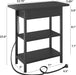 End Table with Charging Station, Flip Top Side Table for Small Spaces, Black