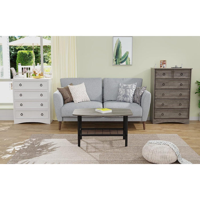 Gray Wash Tall Dresser with 6 Drawers for Bedroom Storage