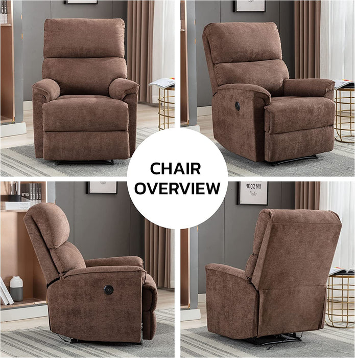 Power Recliner Chair, Electric, Breathable Fabric, Brown