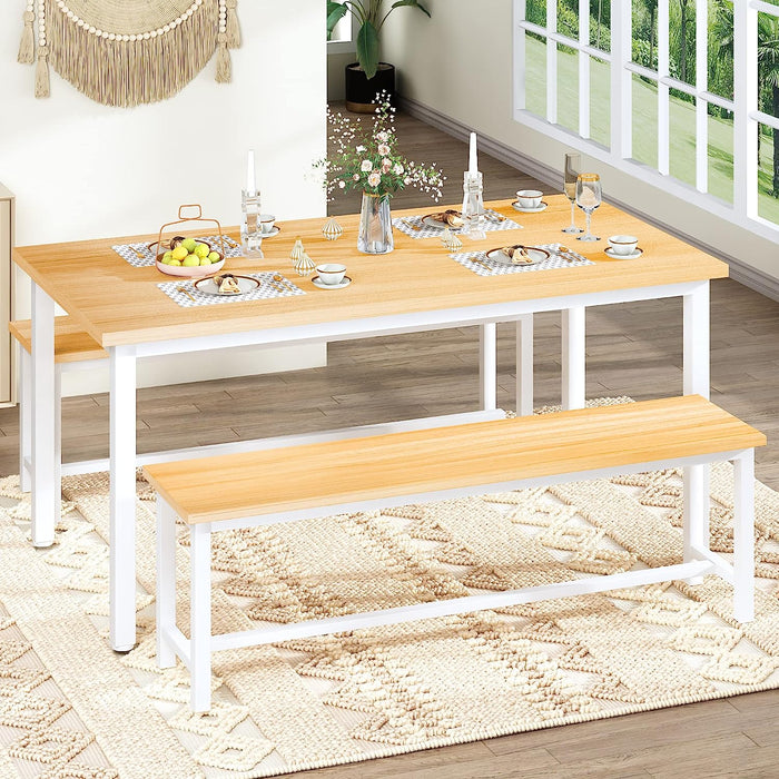 Faux Marble Counter Height Dining Table Set, Gold White
