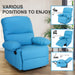 Massage Recliner Chair with Heat, Faux Leather, Bright Blue