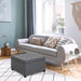 Grey Tufted Ottoman with Storage and Hinge