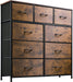 Fabric Storage Tower with 9 Drawers, Rustic Brown