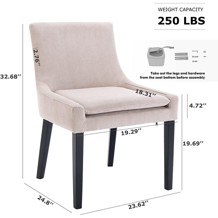 Corduroy Dining Chairs with Wood Legs, Set of 6