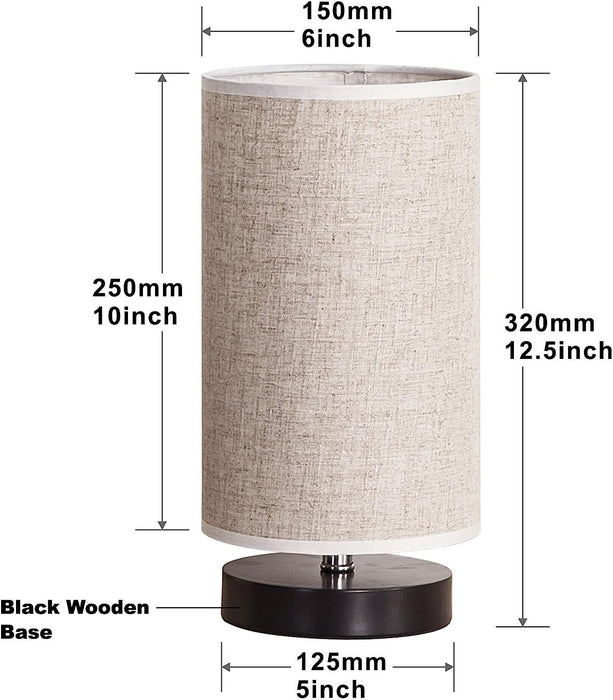 Simple Black Desk Lamp with Wooden Base and Fabric Shade