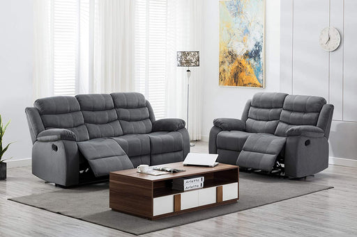 Modern Fabric 3Pcs Reclining Set for Living Rooms Upholstered Manual Motion Couches Sofas, 2 SEAT, Gray