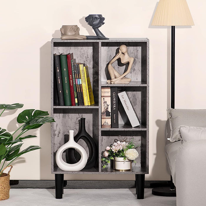 Small Rustic Grey Bookshelf with Legs