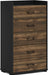 Columbia Walnut/Black 5-Drawer Chest