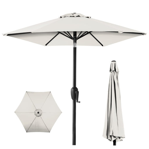 7.5Ft Heavy-Duty Outdoor Market Patio Umbrella W/ Push Button Tilt, Easy Crank Lift - Cream