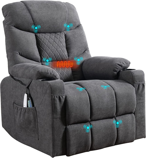 Power Lift Recliner Chair with Massage and Heat, Gray, Electric