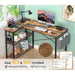 Rustic L-Shaped Desk with Outlets & USB Ports