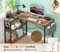 Rustic L-Shaped Desk with Outlets & USB Ports