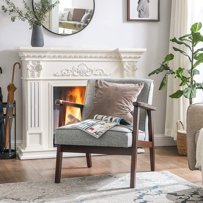 Mid-Century Modern Leisure Chair with Solid Wood Accents