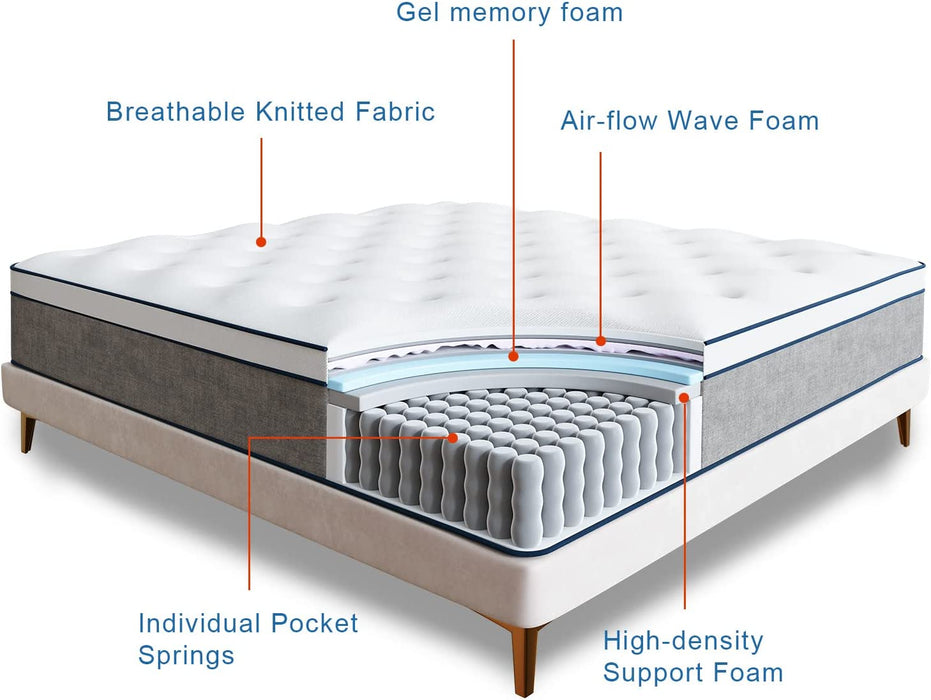 14″ Queen Hybrid Memory Foam Mattress