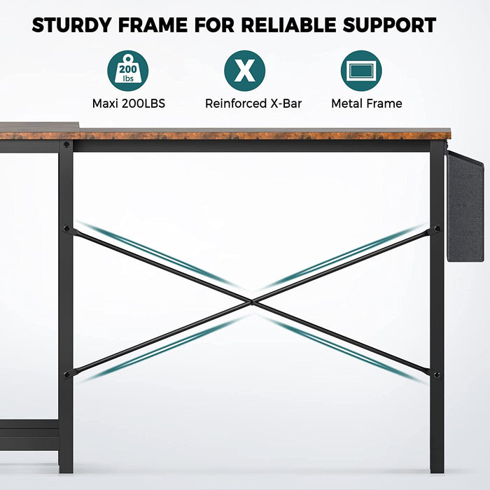 Rustic Brown 49″ L-Shaped Computer Desk with Storage