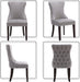 Set of 2 Light Gray Velvet Tufted Wingback Dining Side Chairs, Nailhead, Solid Wood Legs