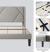 Light Grey Wingback Queen Upholstered Platform Bed Frame W/ Wood Slats Support