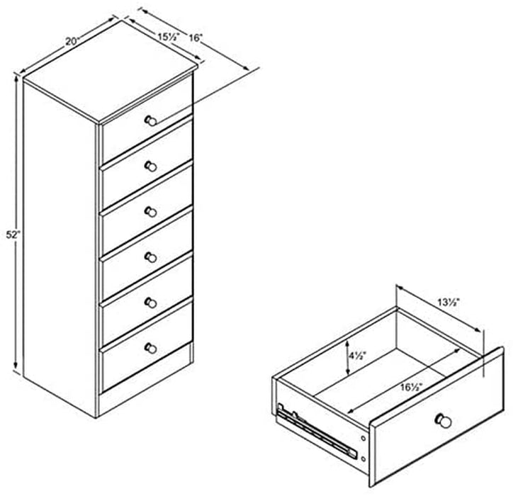 Astrid 6 Drawer Tall Chest for Bedroom