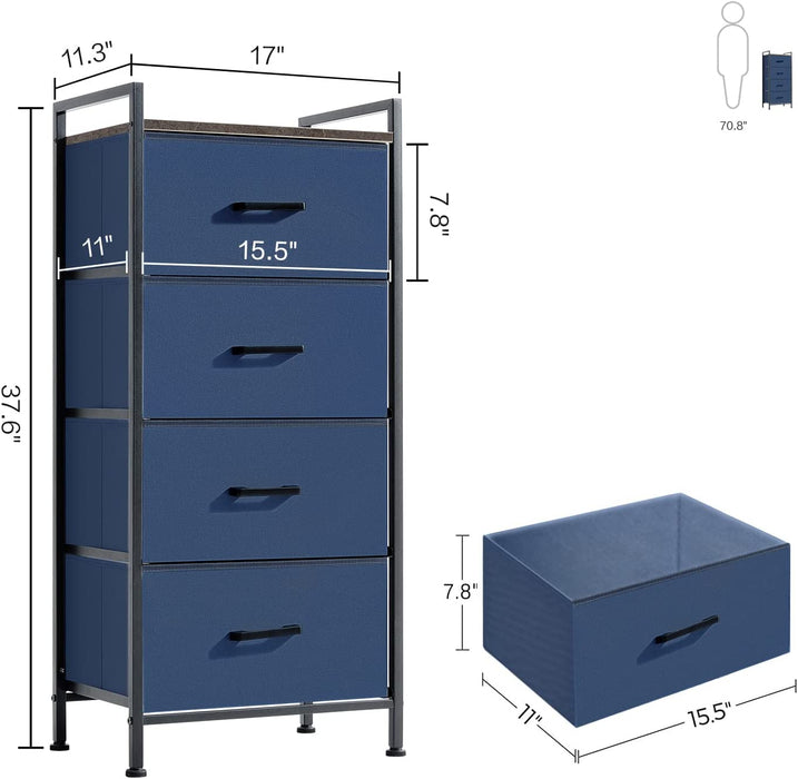 4 Drawer Dresser with Metal Handles & Wood Top