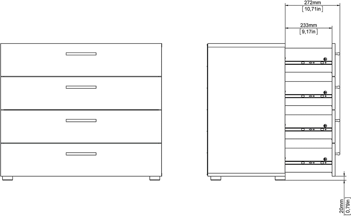 Oak Structure 4-Drawer Pepe Chest