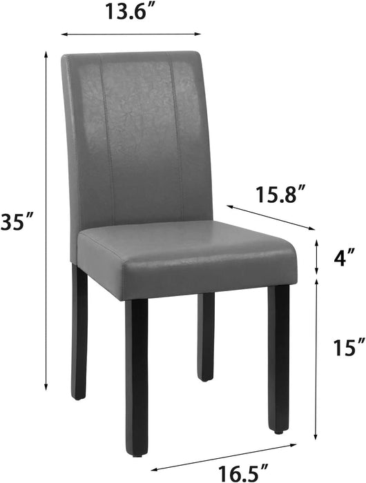 Modern PU Leather Kitchen Chairs (Set of 4, Grey)