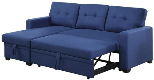 Blue Reversible Sleeper Sofa with Storage Chaise
