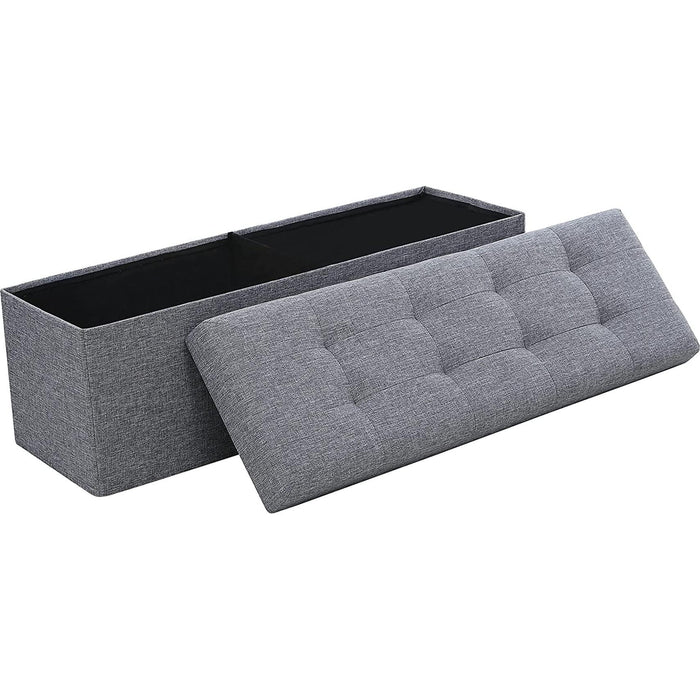 Gray Foldable Tufted Storage Ottoman Bench - 45″