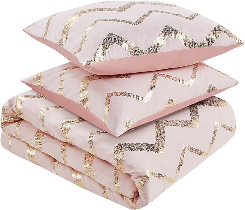 Ziggy Pink/Rose Gold Comforter Set for Full/Queen Bed