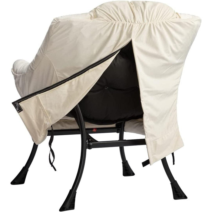 Contemporary Beige Lounge Chair with Armrests and Pocket