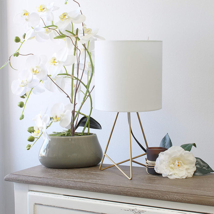 Simple Designs Wire Metal Table Lamp with Fabric Shade