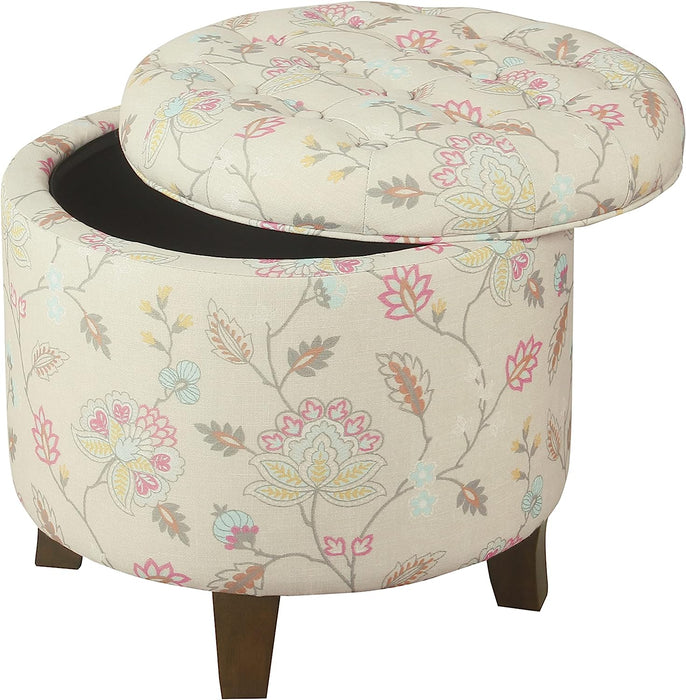 Pastel Floral Ottoman with Storage