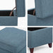 Blue Fabric Ottoman with Wooden Legs