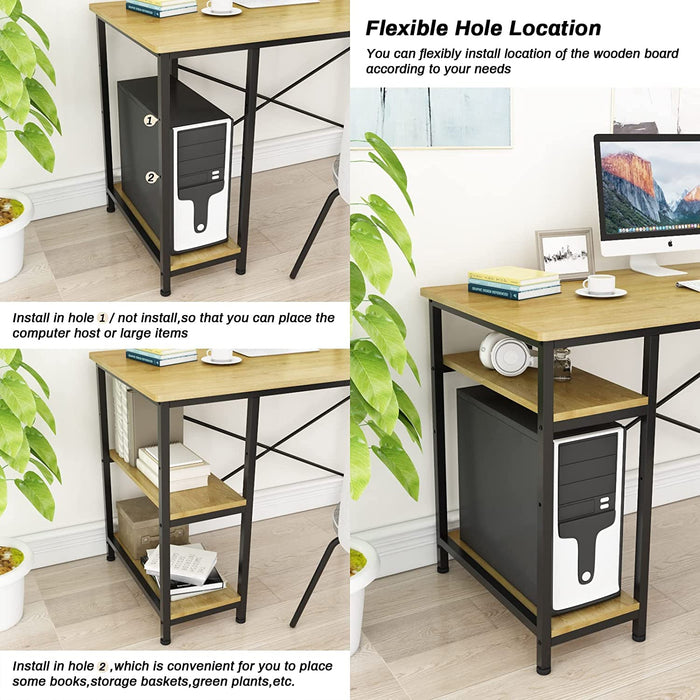 Industrial Writing Desk with Storage and Hooks