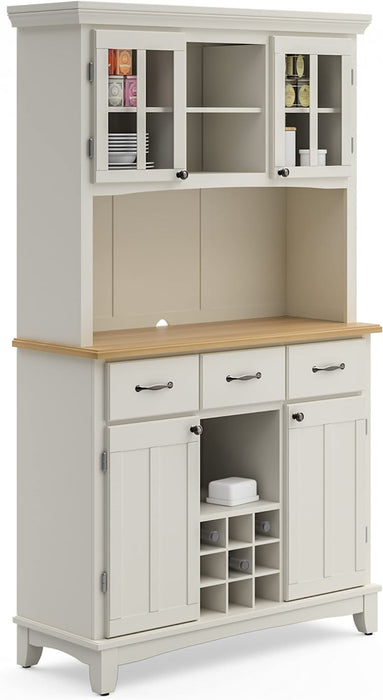 Off-White Server with Hutch and Wood Top