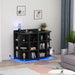 Black Corner Cabinet with Charging, Lights, and Storage