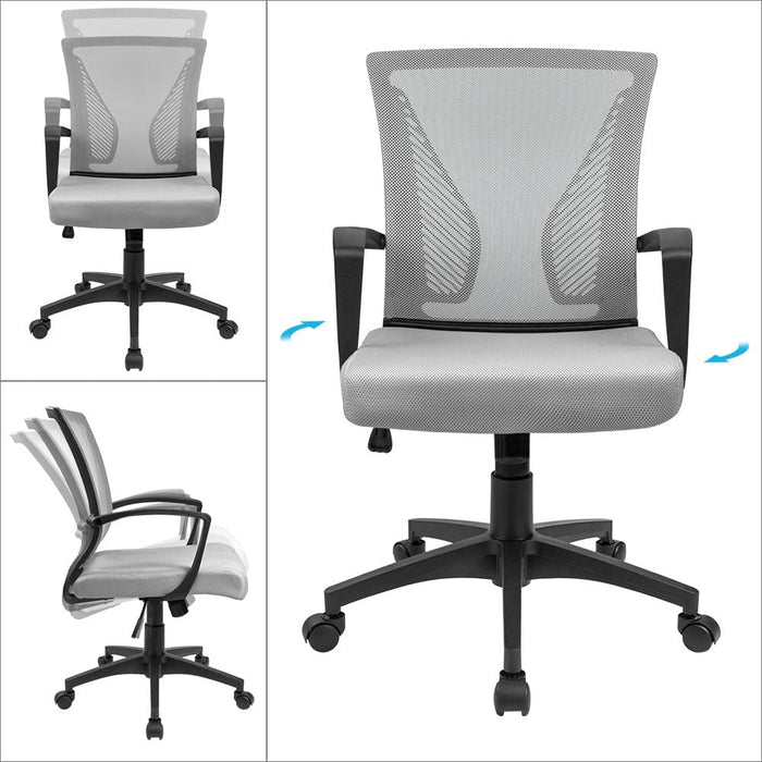 Ergonomic Gray Mesh Office Chair with Armrests