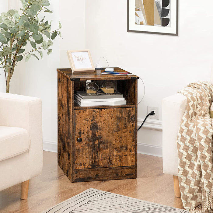 Nightstand with Charging Station and Storage Cabinet