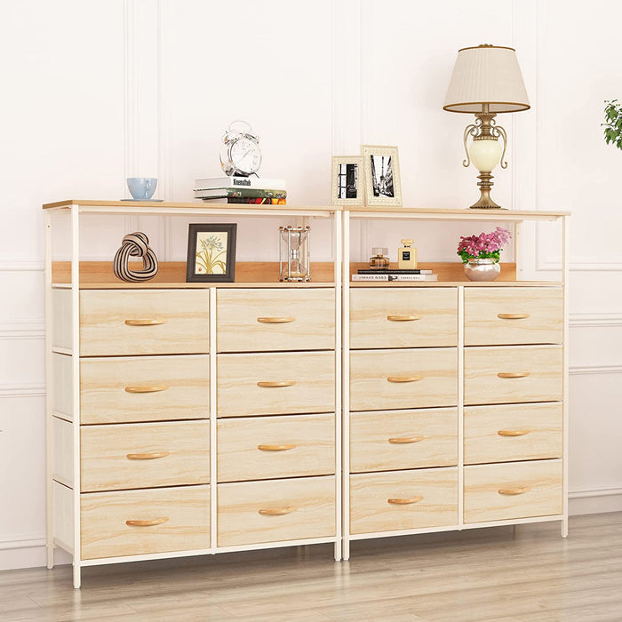 8-Drawer Fabric Dresser with Shelves, Nature