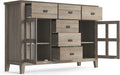 Artisan Pine Wood Transitional Sideboard Buffet with Large Storage