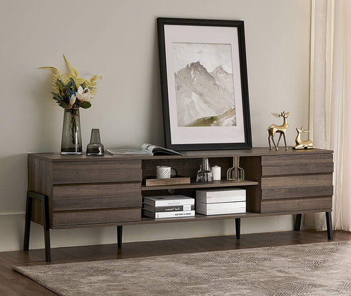 Wooden TV Console with 4 Storage Shelves