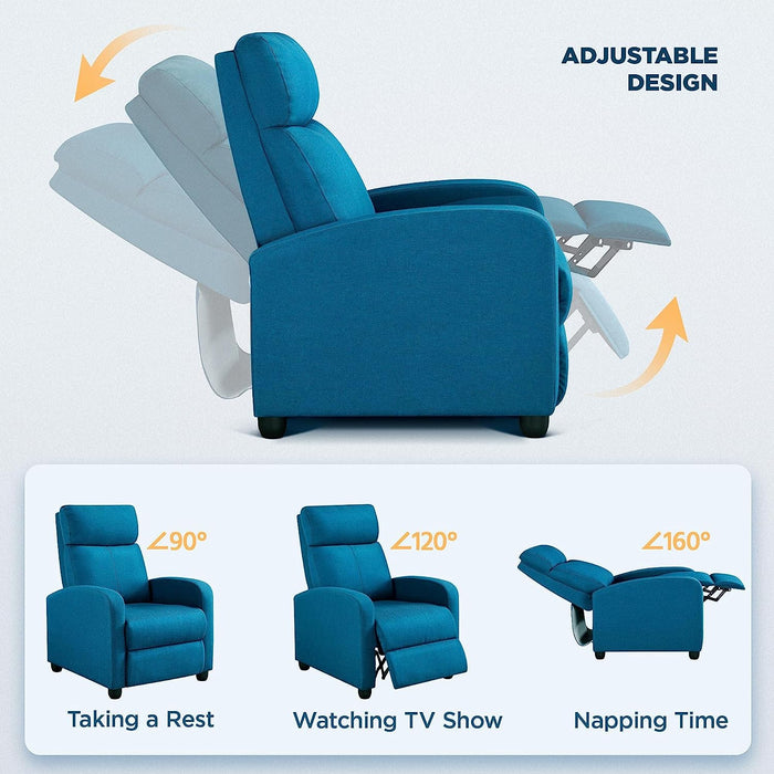 Blue Fabric Recliner Chair