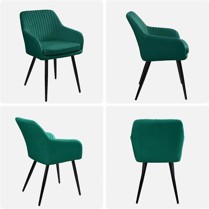 Velvet Accent Chairs Set of 2, Green