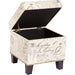 Neutral Beige Script Ottoman with Storage Square